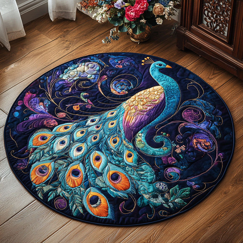 Majestic Peacock WU2103031CL Quilted Round Mat
