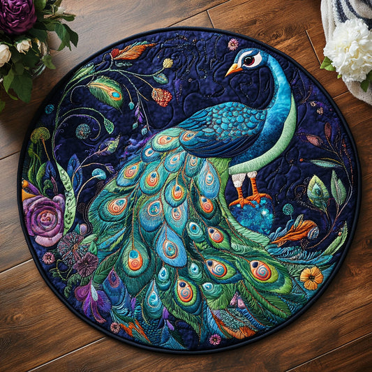 Majestic Peacock WU2103032CL Quilted Round Mat