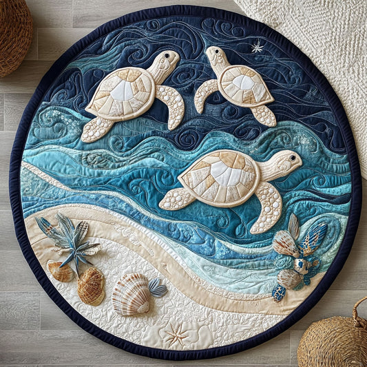 Marine Turtle WX2103130CL Quilted Round Mat