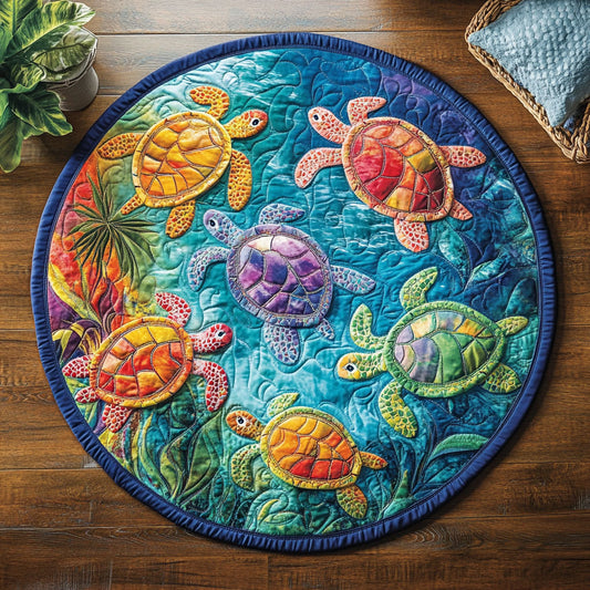 Marine Turtle WX2403080CL Quilted Round Mat