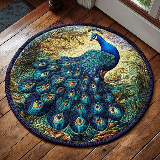 Marvelous Peacock WU2403014CL Quilted Round Mat
