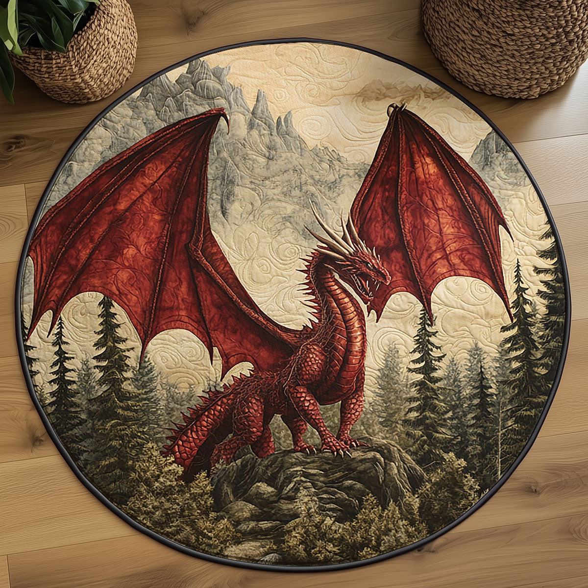 Fire Dragon WJ2403033CL Quilted Round Mat