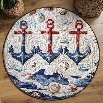 Nautical Anchor WJ2403038CL Quilted Round Mat