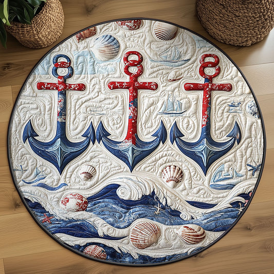 Nautical Anchor WJ2403038CL Quilted Round Mat