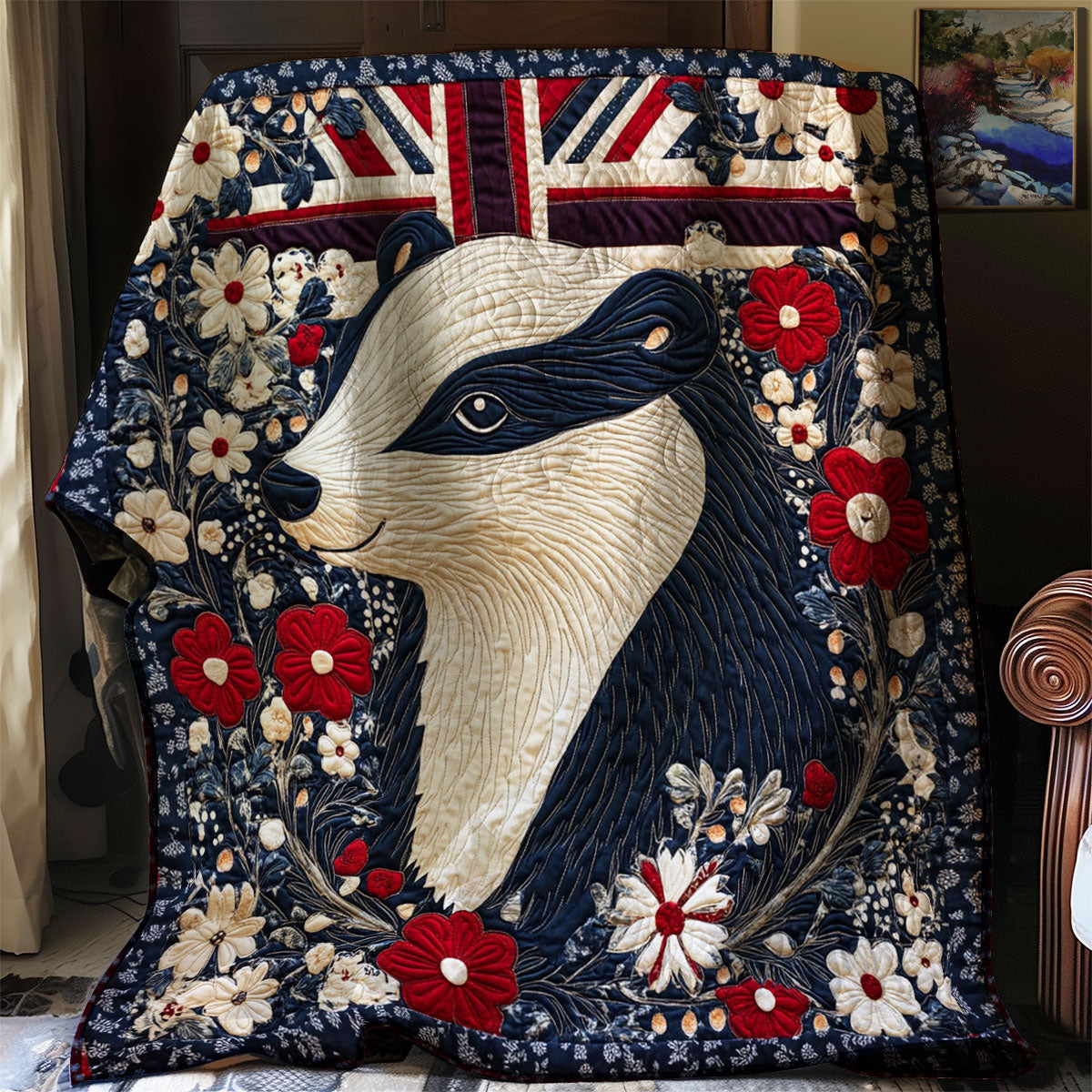 Patriotic Badger WJ0702020CL Quilt