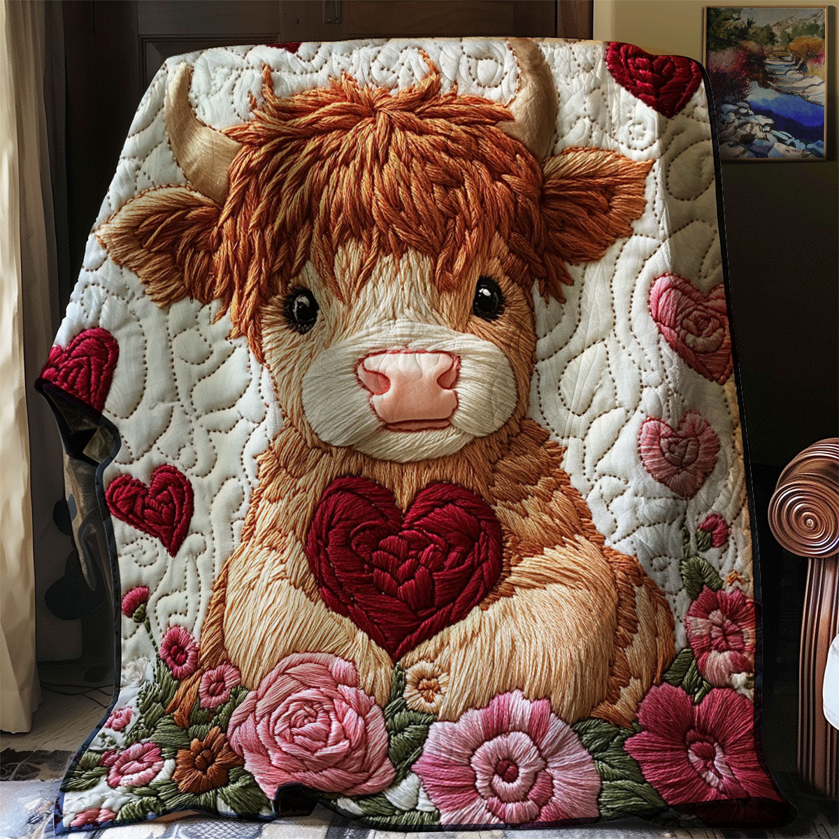 Sweetheart Highland Cow WJ1102017CL Quilt