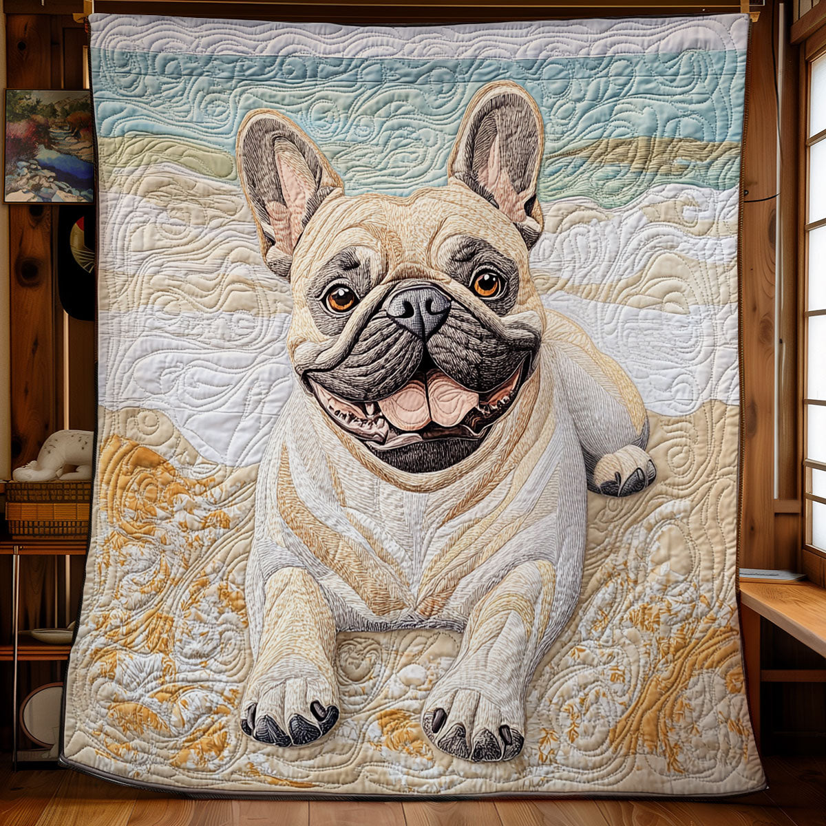 Bulldog At The Beach WU2712013CL Quilt