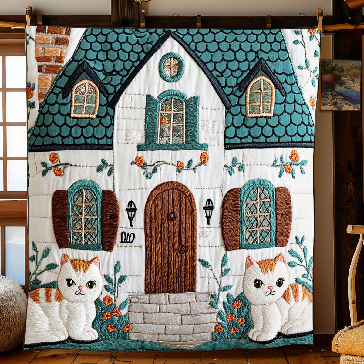 Cozy Cottage Cat WJ1402006CL Quilt