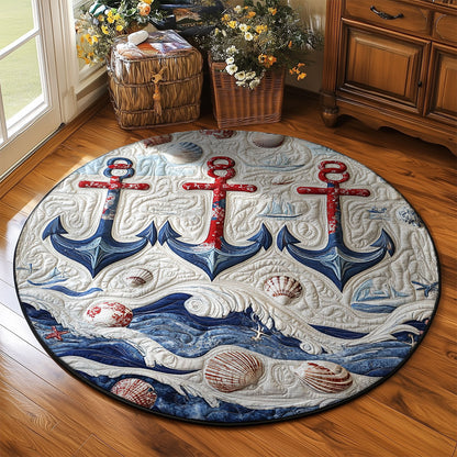 Nautical Anchor WJ2403038CL Quilted Round Mat
