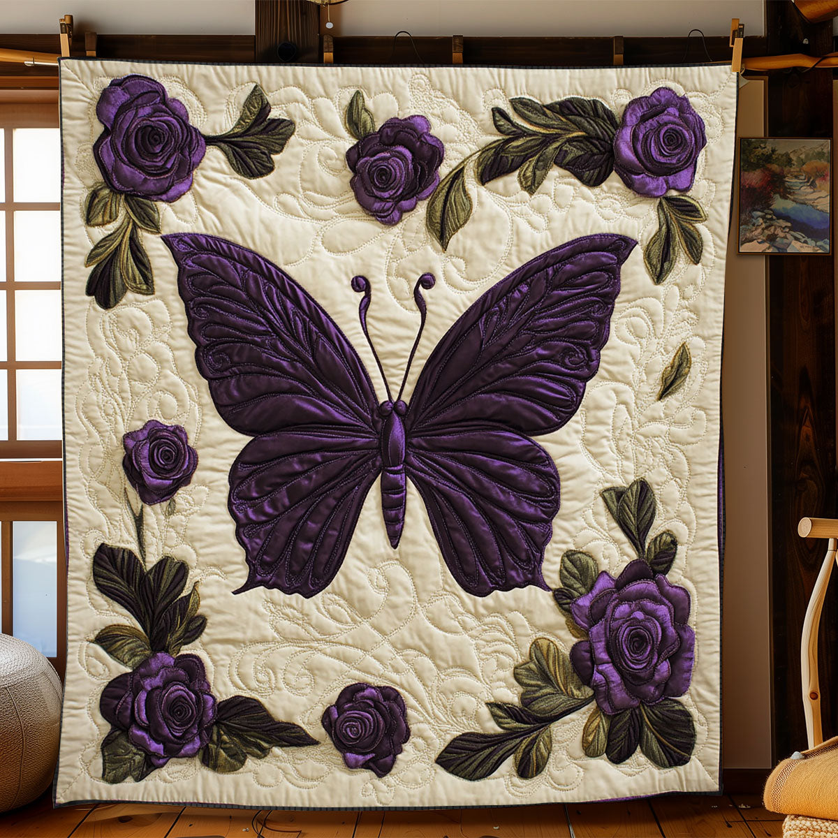 Purple Butterfly WJ1302021CL Quilt