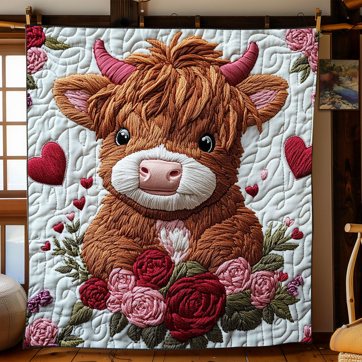 Sweetheart Highland Cow WJ1002032CL Quilt