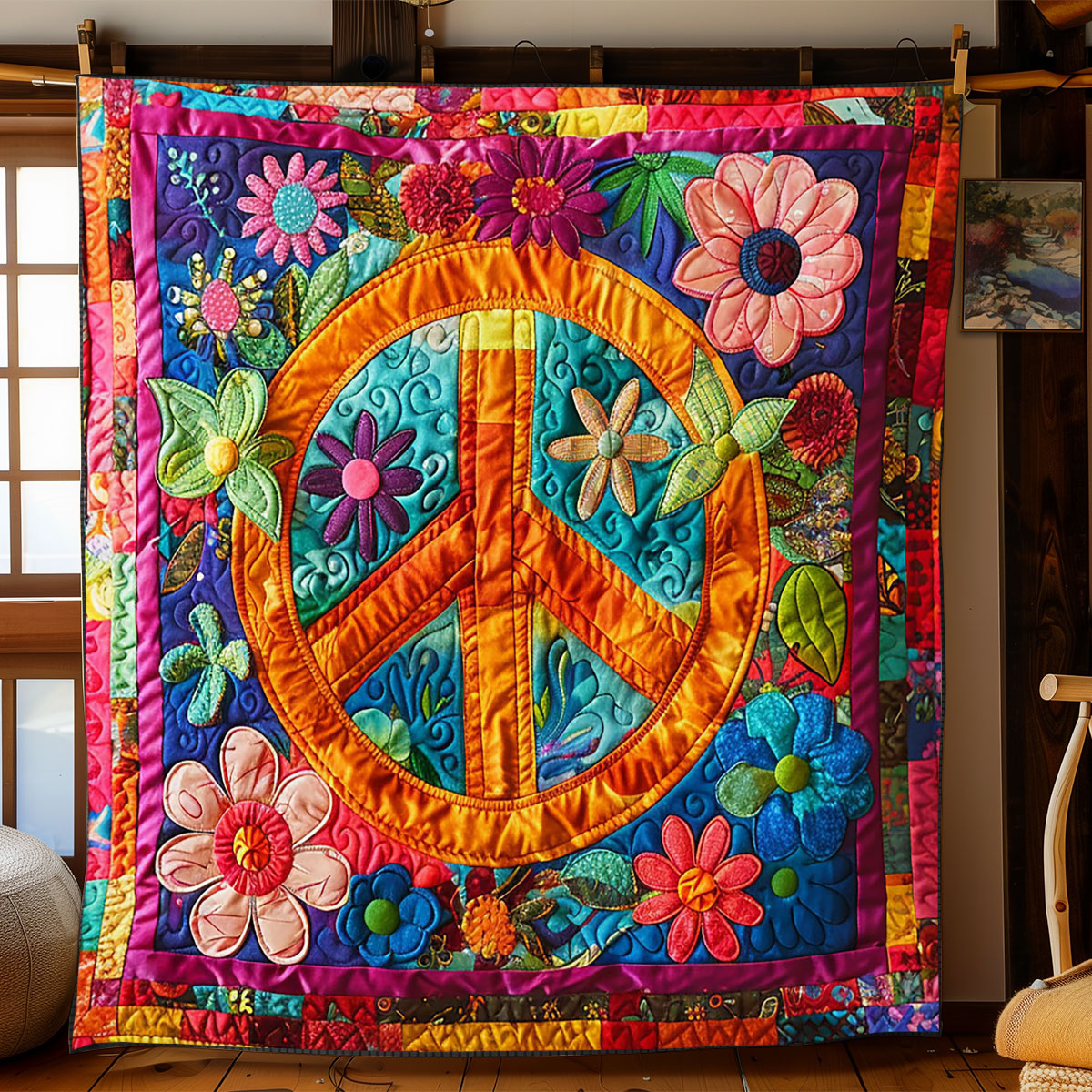 Trippy Hippie Sign WJ0602040CL Quilt