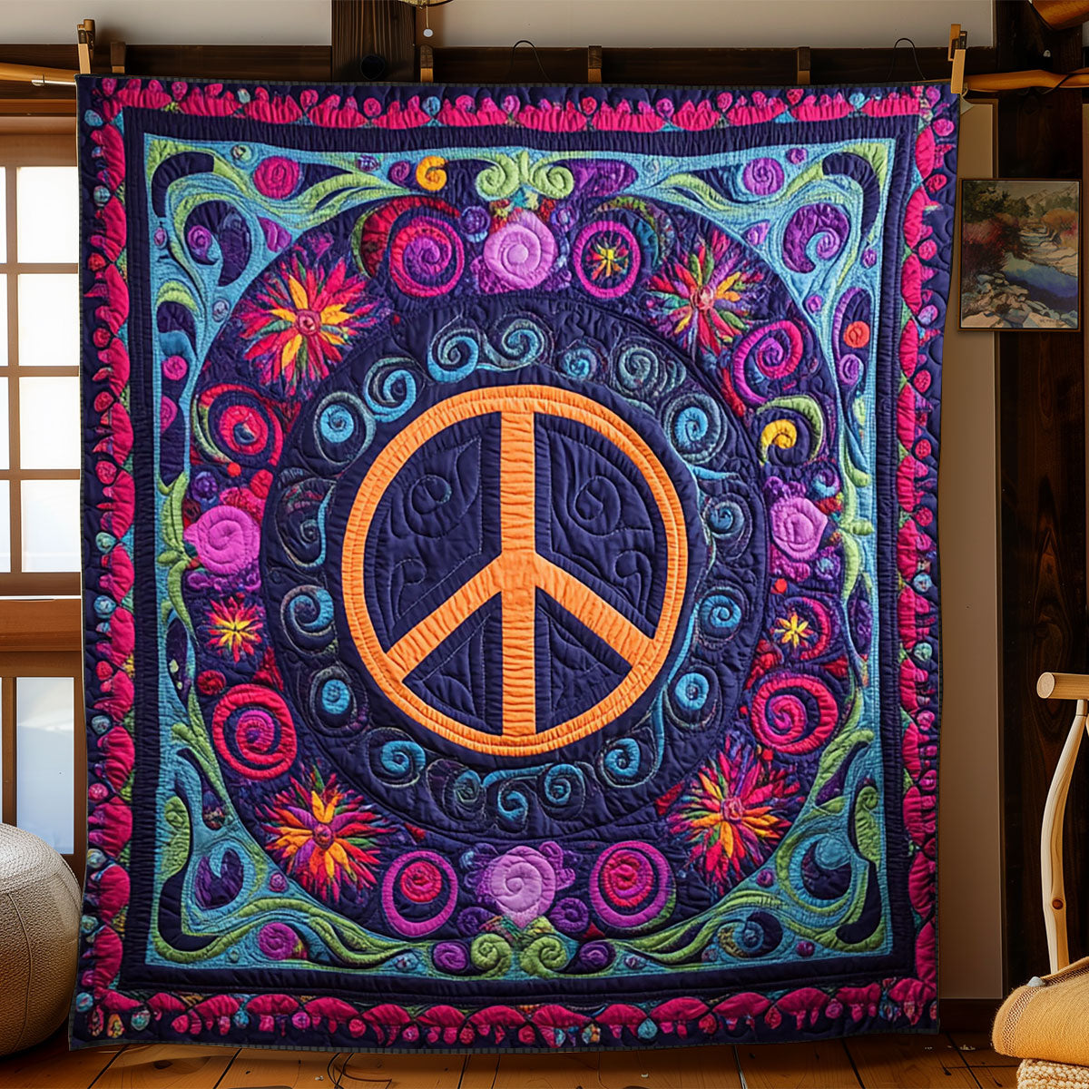 Trippy Hippie Sign WJ2702024CL Quilt