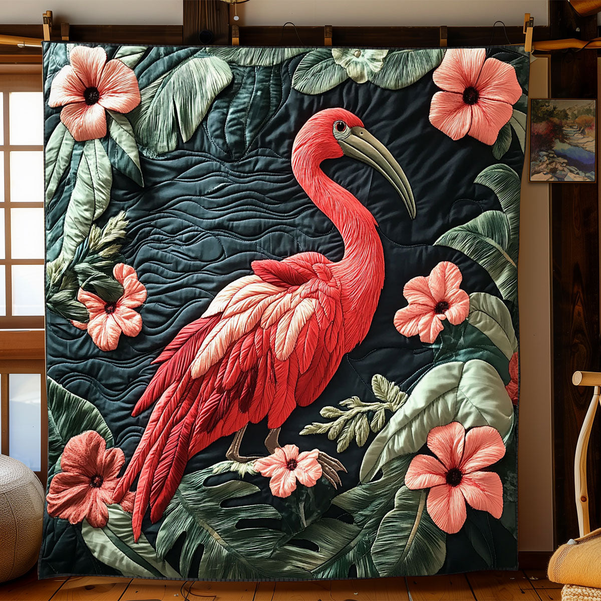 Tropical Scarlet Ibis WJ1002042CL Quilt