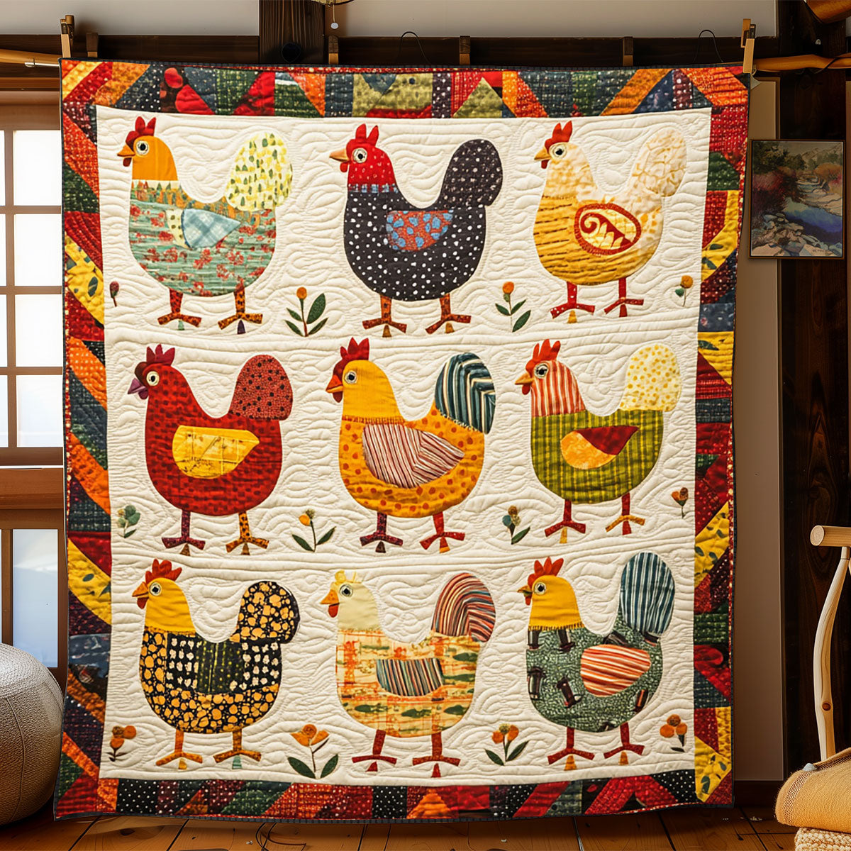 Vintage Chicken WJ2802036CL Quilt