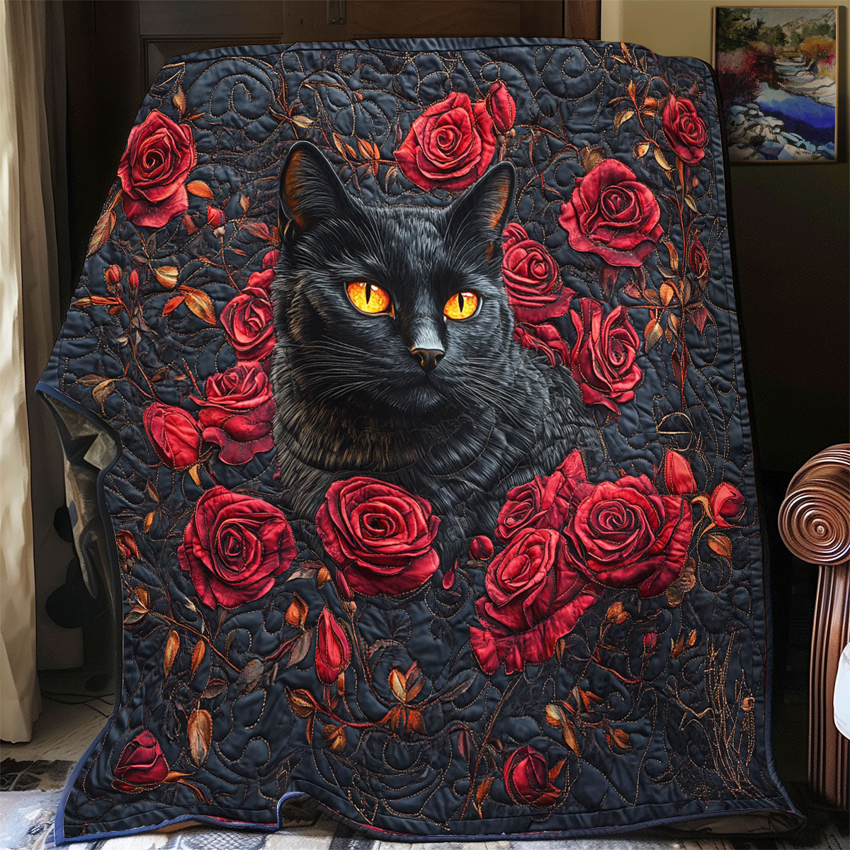 Black Cat And Roses WU2412015CL Quilt