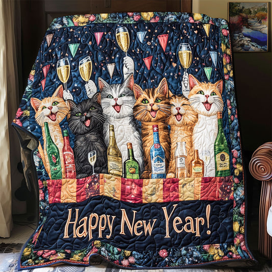 Cat Happy New Year WU2412003CL Quilt