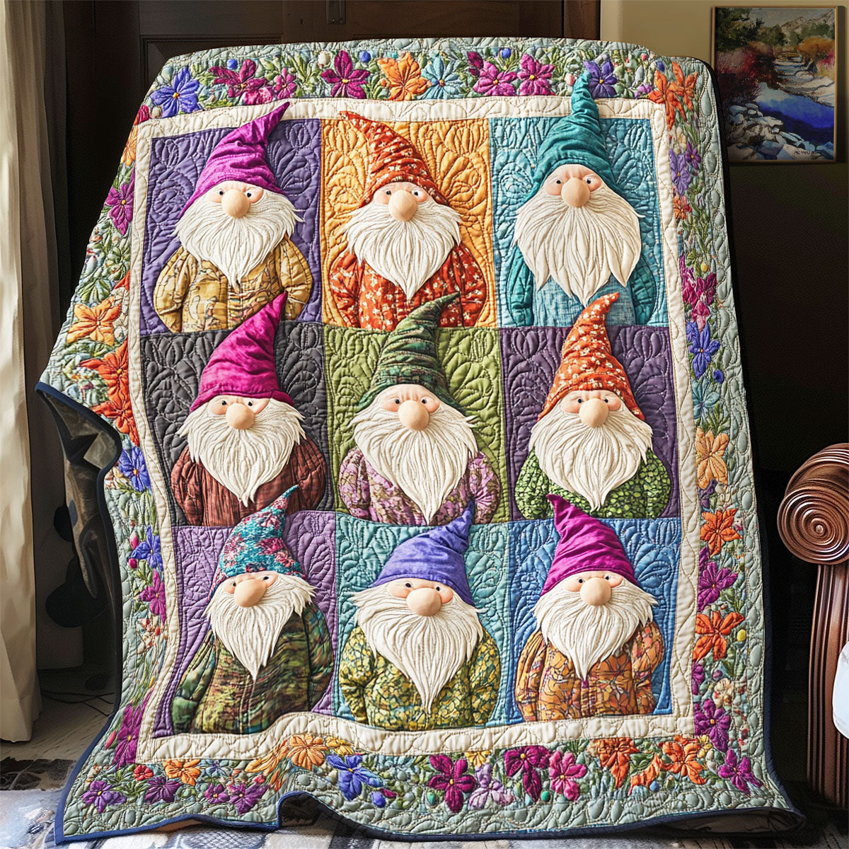 Colorful Gnomes WU2612005CL Quilt