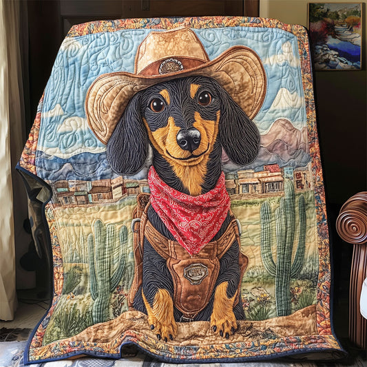 Cowboy Dachshund WU2612002CL Quilt