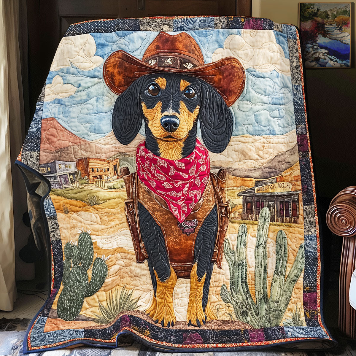 Cowboy Dachshund WU0301095CL Quilt