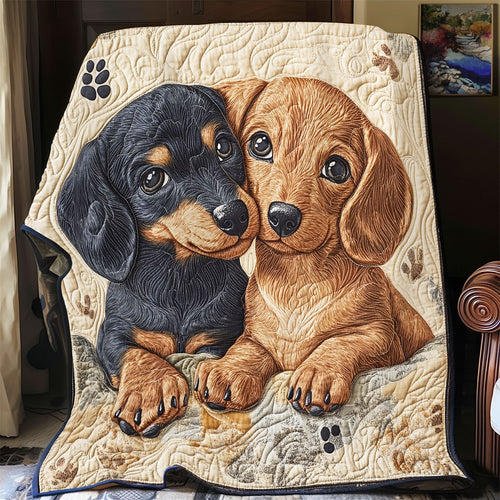 Dachshund Cuddle Time WU2502025CL Quilt