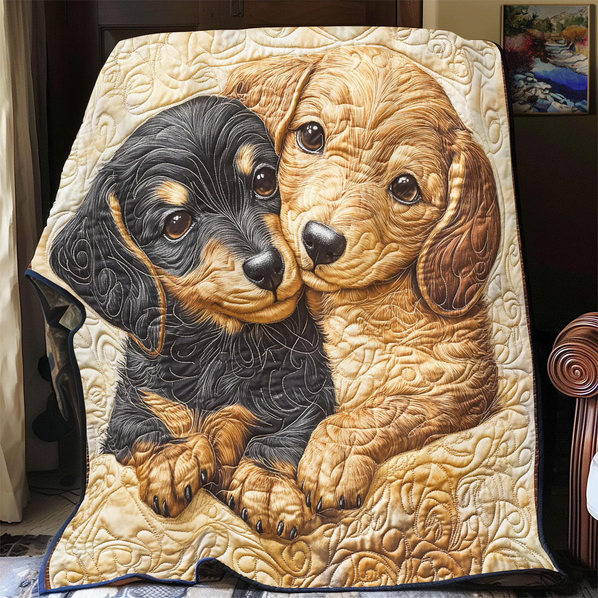 Dachshund Cuddle Time WU2502027CL Quilt