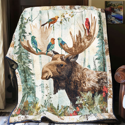 Moose With Birds WU2612011CL Quilt