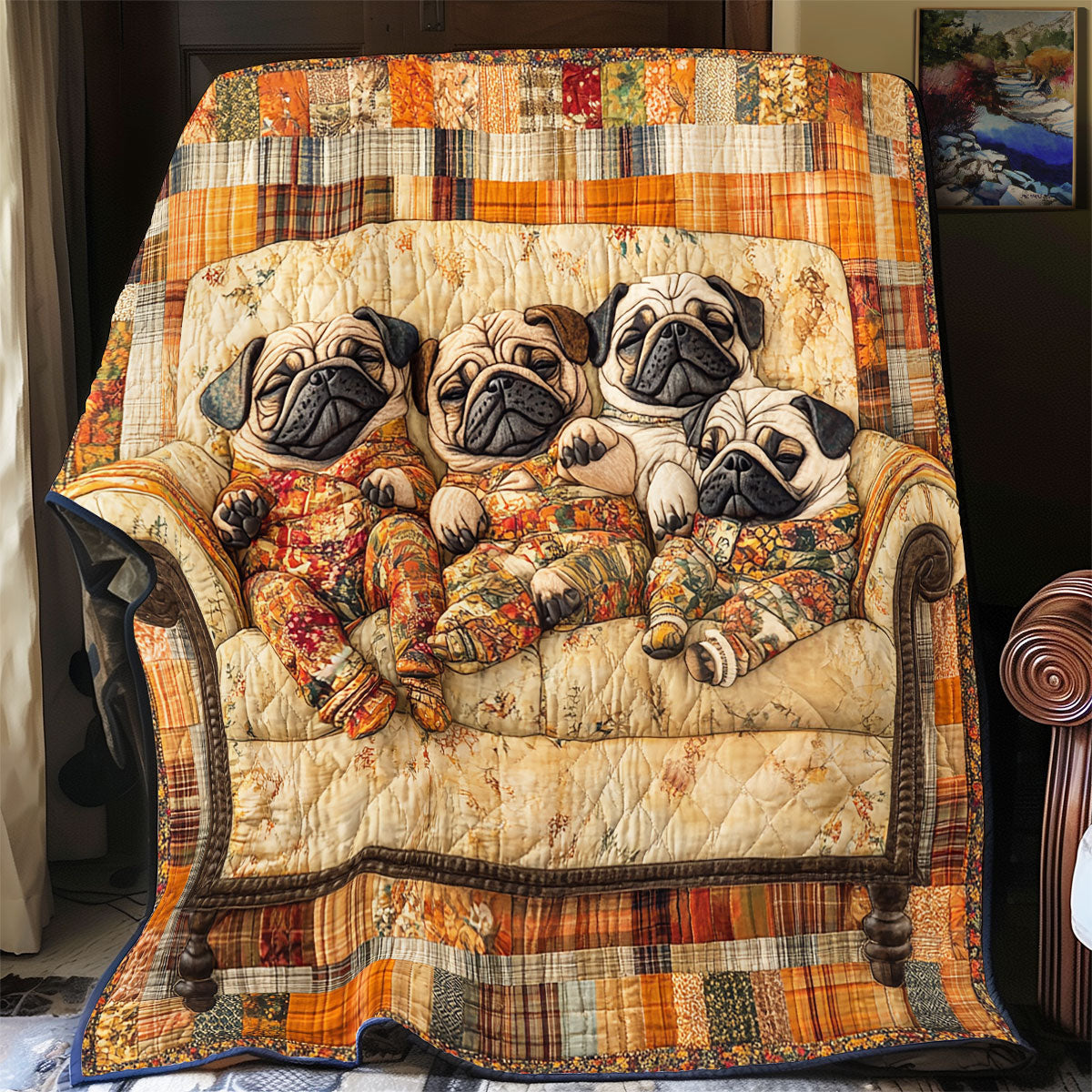 Pug In The Sofa WU0301074CL Quilt