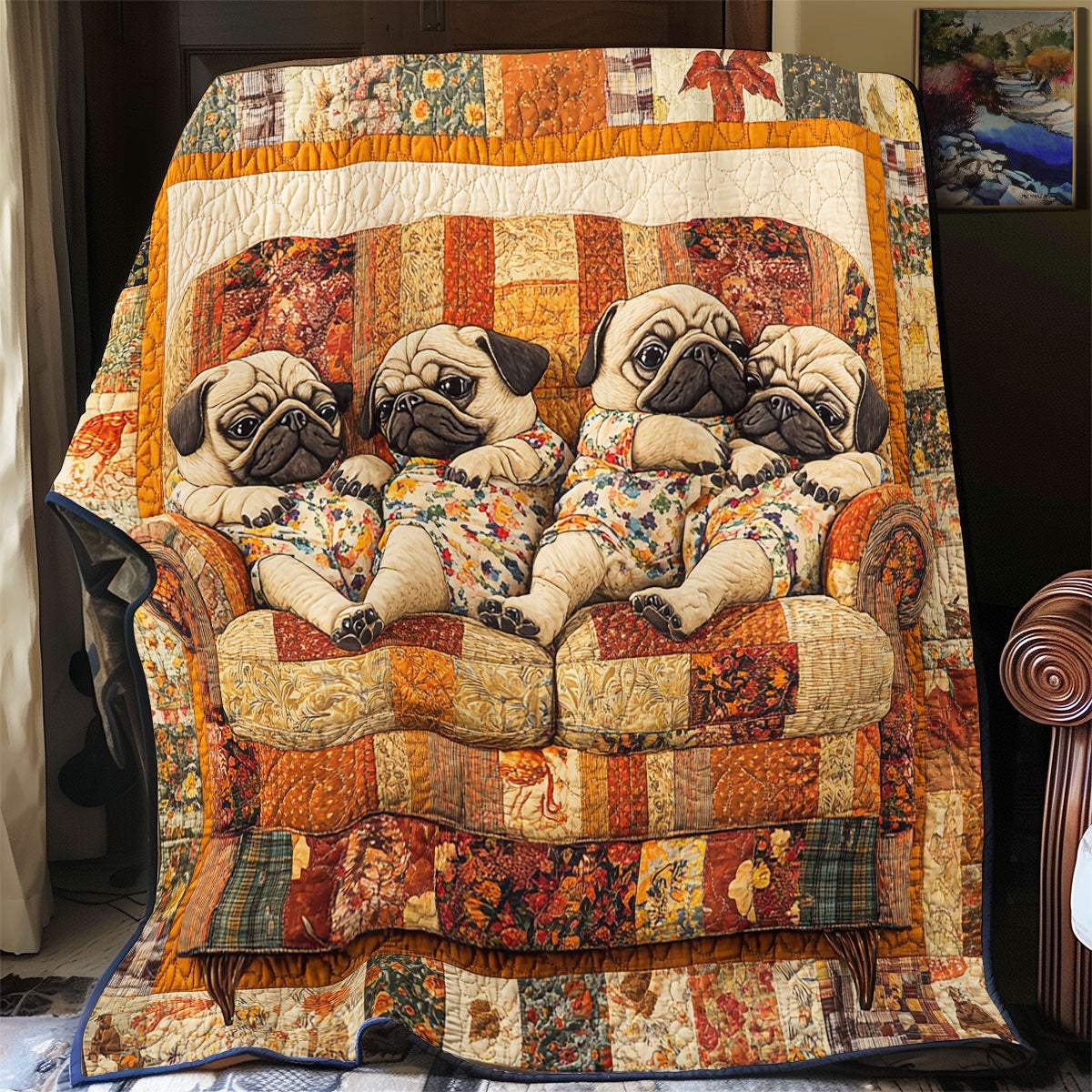 Pug On The Sofa WU2612010CL Quilt