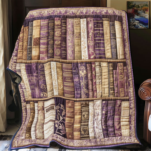 Purple Vintage Bookshelf WU2612016CL Quilt