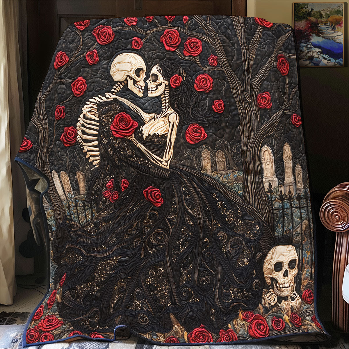 Skull Be My Valentine WU1601007CL Quilt