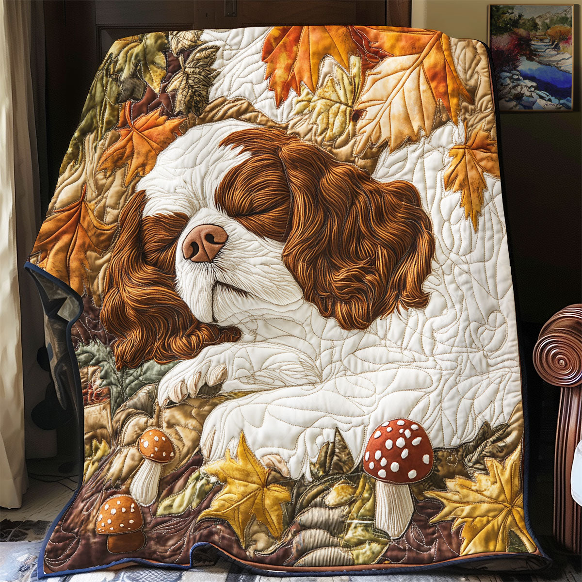 Sleeping Cavalier King Charles Spaniel WU2412016CL Quilt