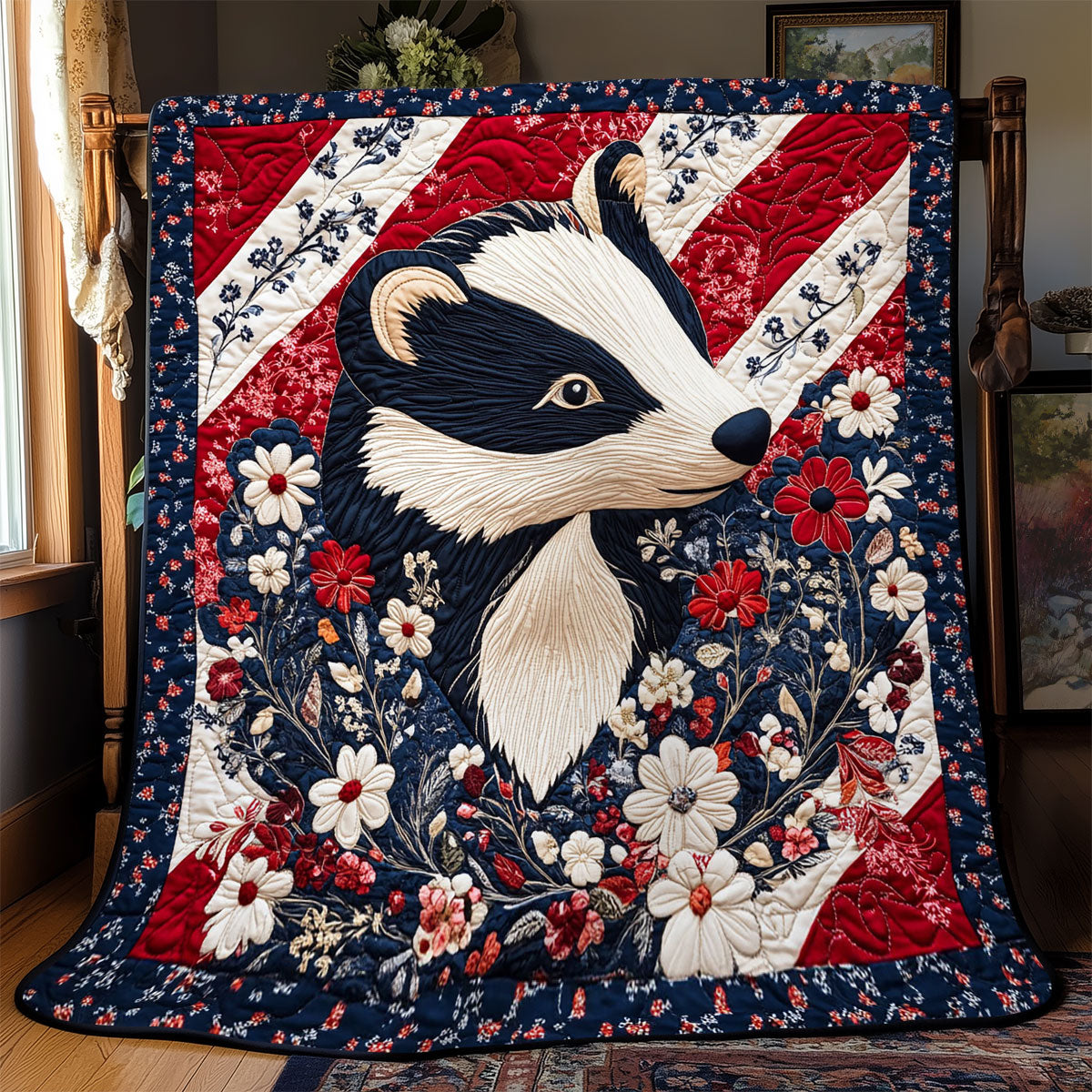 Patriotic Badger WJ1002023CL Quilt