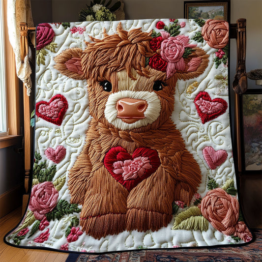 Sweetheart Highland Cow WJ1002031CL Quilt