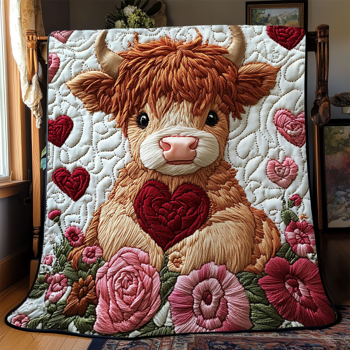 Sweetheart Highland Cow WJ1102017CL Quilt