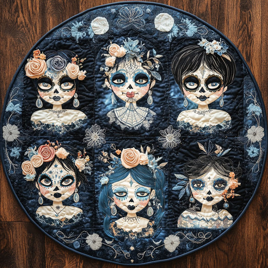 Moonlit Skull Woman WN0908049CL Quilted Round Mat