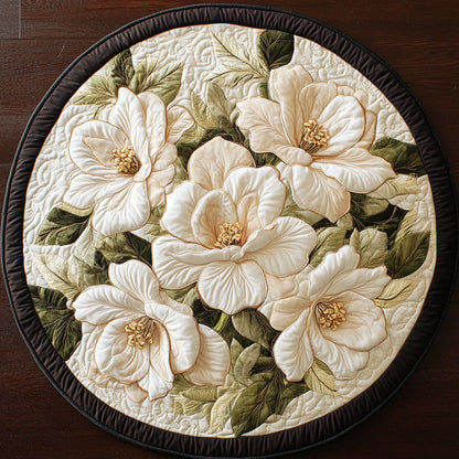 Mystic Magnolia Flower WX2403087CL Quilted Round Mat