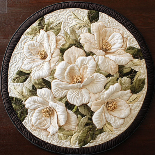 Mystic Magnolia Flower WX2403087CL Quilted Round Mat