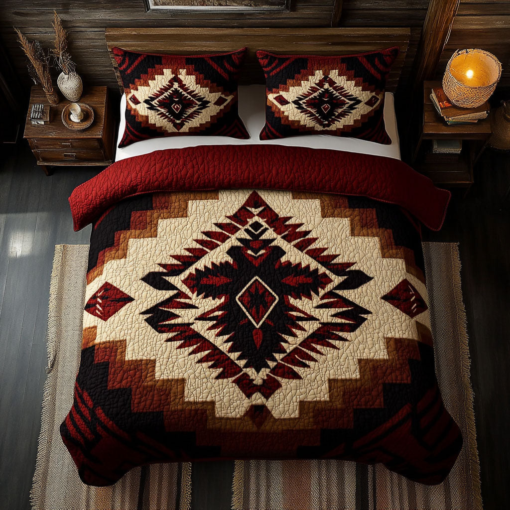 Native American Crimson Pattern WU1902032CL Duvet Cover Set