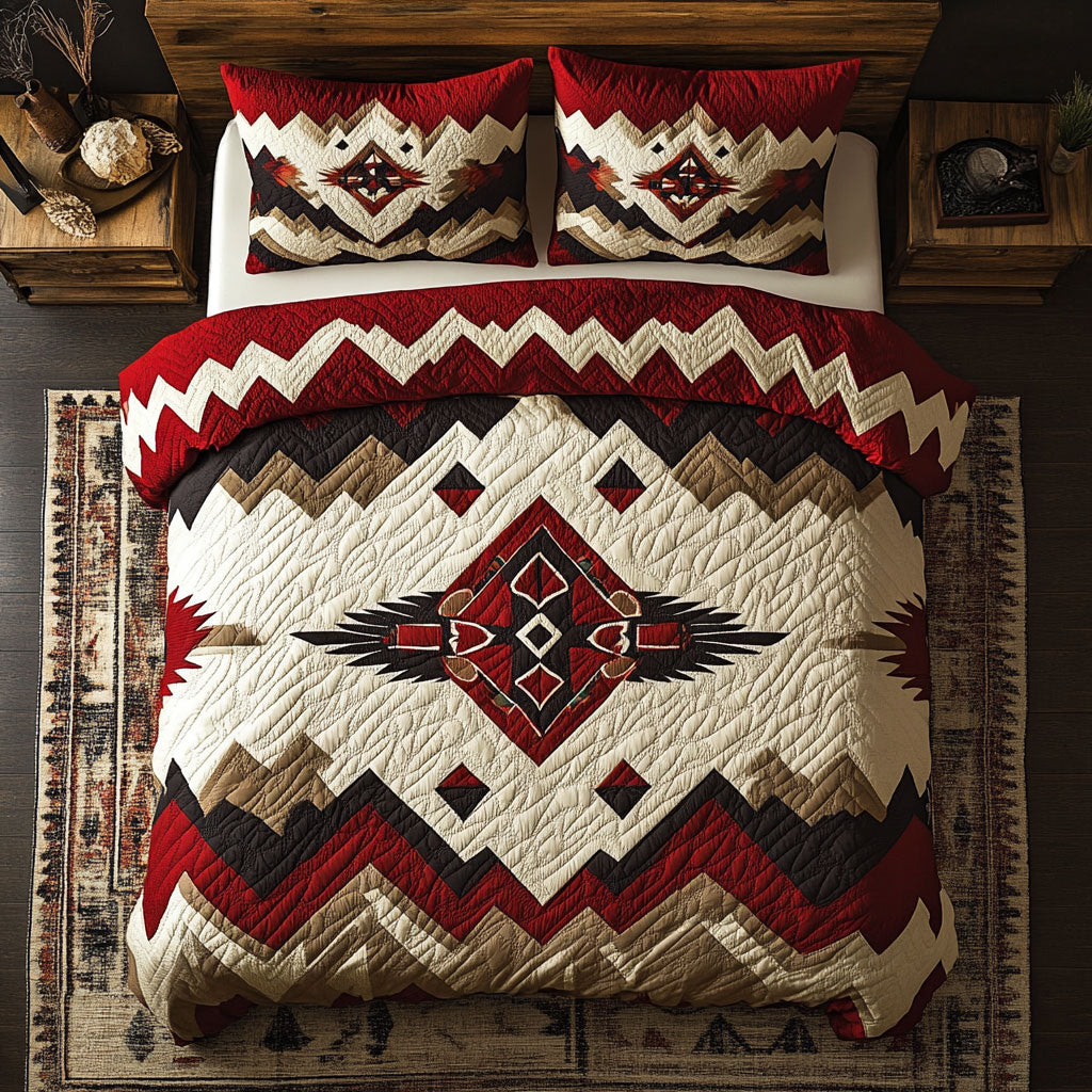 Native American Crimson Pattern WU1902033CL Duvet Cover Set