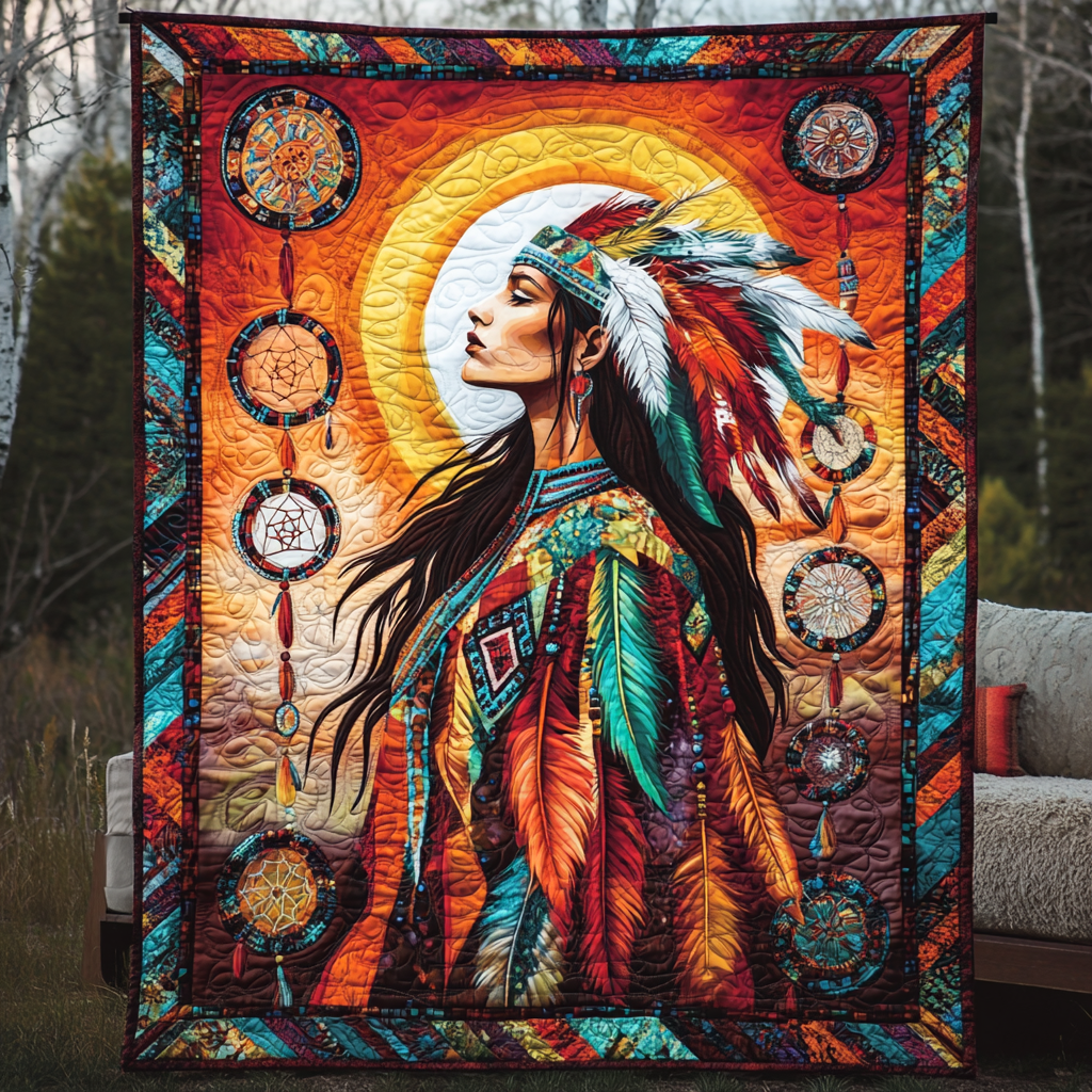 Native American Dedicate Figure WU2502007CL Quilt