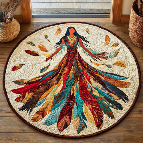 Native American Tribal Attire WU2103021CL Quilted Round Mat