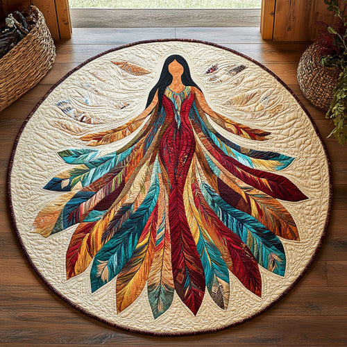 Native American Tribal Attire WU2103022CL Quilted Round Mat