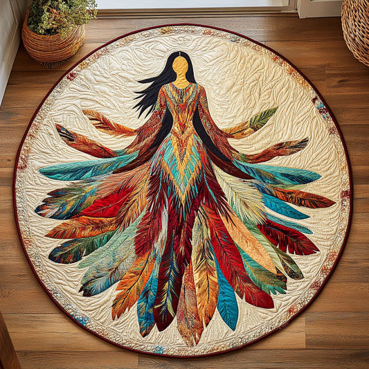 Native American Tribal Attire WU2103023CL Quilted Round Mat