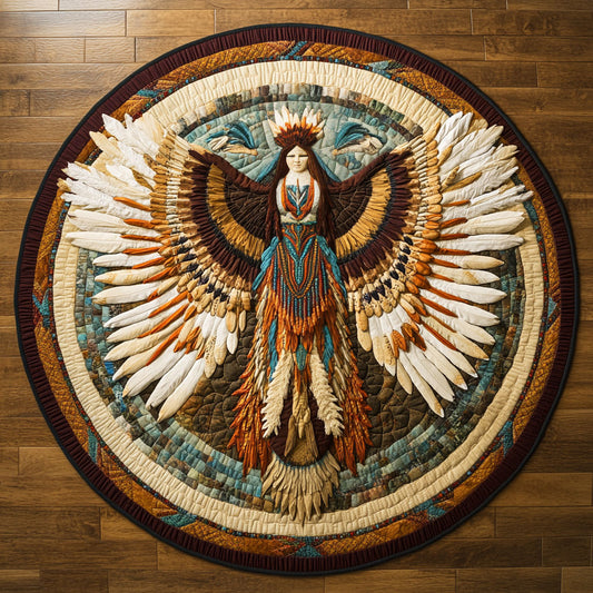 Native American Tribal Attire WU2403035CL Quilted Round Mat