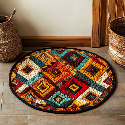 Native American Tribal Patchwork WU2103007CL Quilted Round Mat