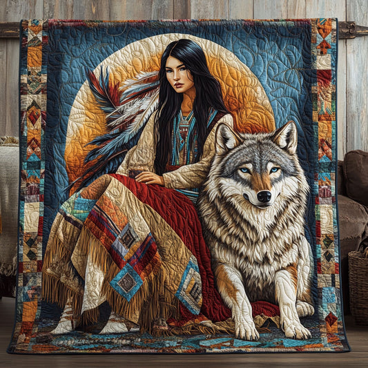 Night Whisper Wolf And Woman WN0908052CL Quilt