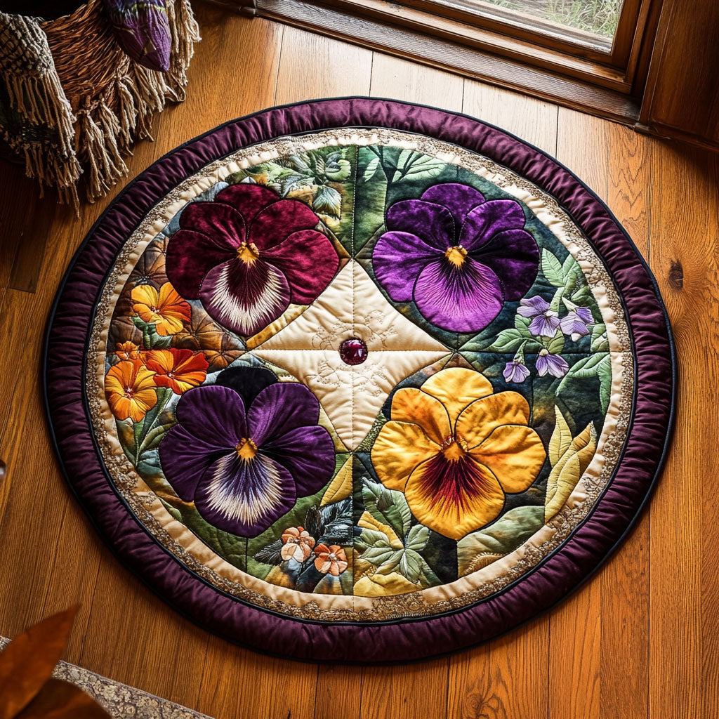 Pansy Bloom WY0808086CL Quilted Round Mat