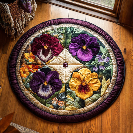 Pansy Bloom WY0808086CL Quilted Round Mat