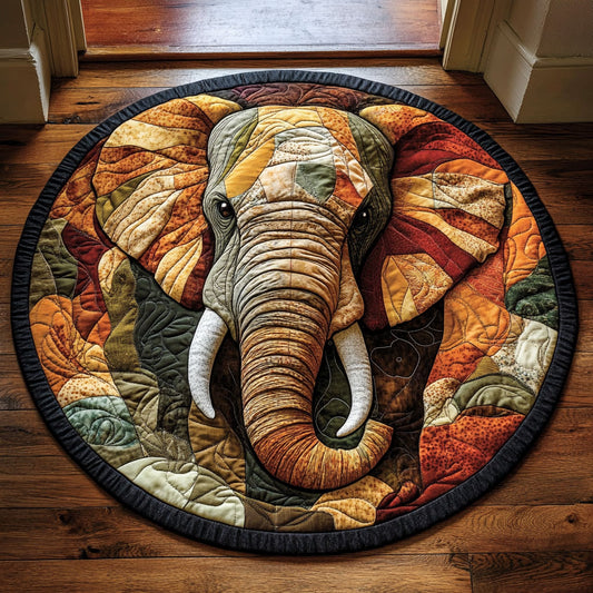 Patchwork Elephant WU2203042CL Quilted Round Mat